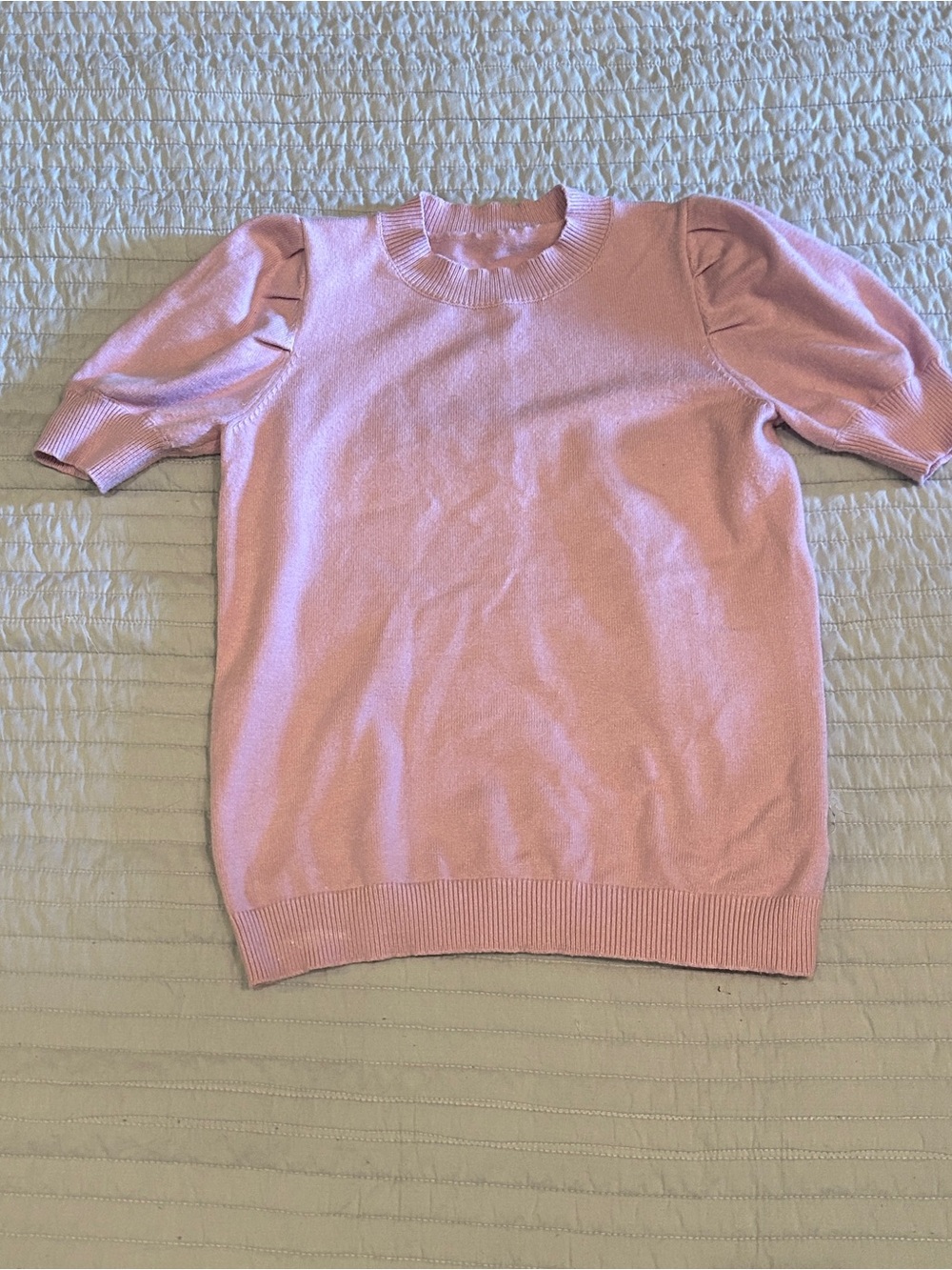Women's Pink Puff-Sleeve Knit Sweater